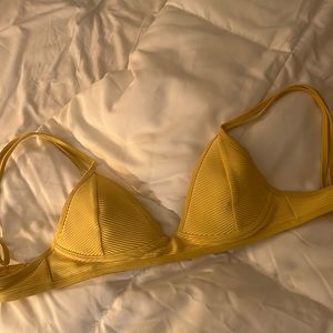LA Hearts yellow ribbed bikini top